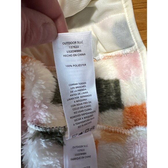 Eddie Bauer Kids Dust Fleece Plush Hooded Jacket Checkered Print XL - Picture 9 of 13